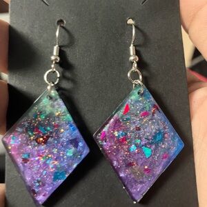 Purple and Blue Glitter Earrings